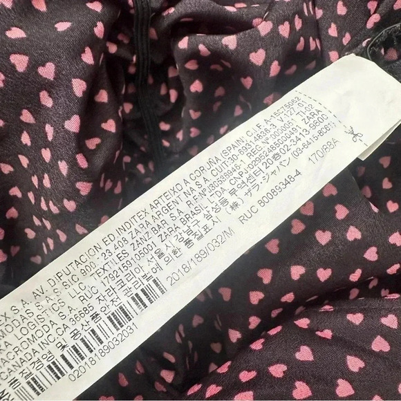ZARA Heart Print Long Sleeve Ruched Mini Dress Size Medium - Picture 8 of 8